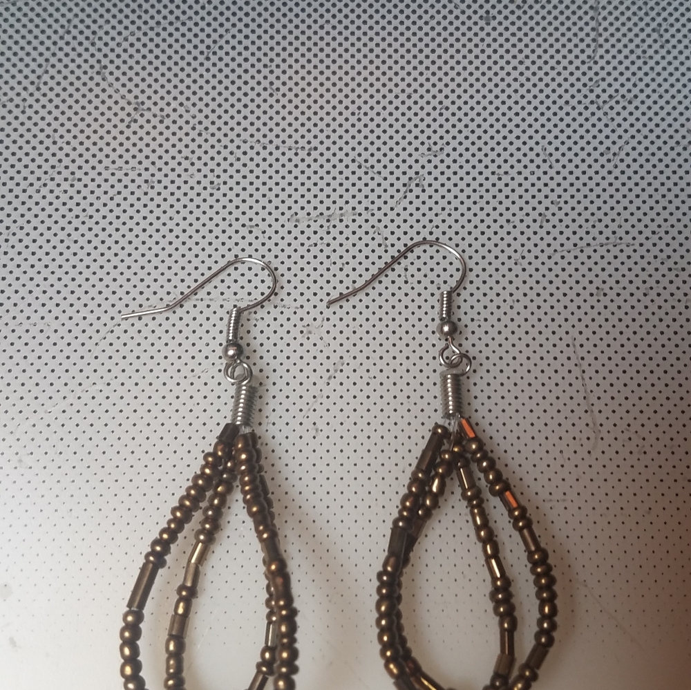 Beaded Sphere Dangle Drop Earrings - image 2